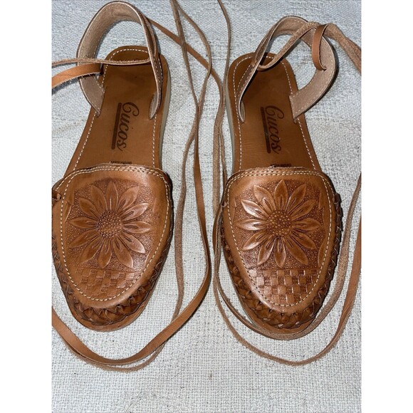 Cucos Women’s Casual Sandals Size 5 U.S. 7 M Brown Leather Ankle Straps Comfort - Picture 7 of 12
